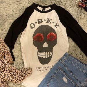 Obey three quarter sleeve